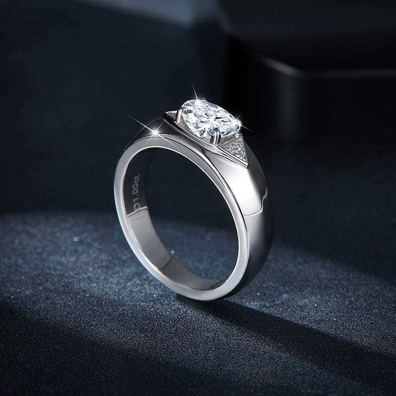 S925 Argent Sterling 1ct Marquise Moissanite Anneau Homme