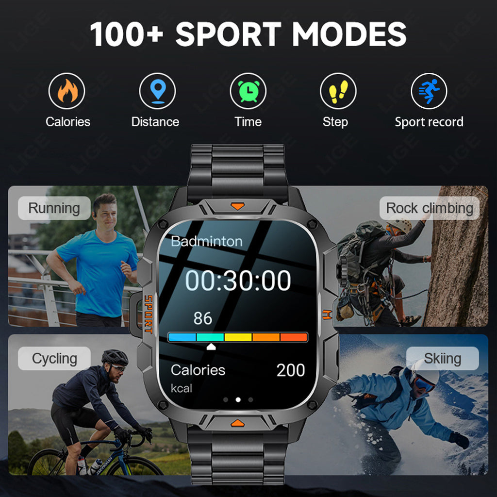 Carré Grand écran Multi-fonctions Sports Courante Coeur Montre intelligente