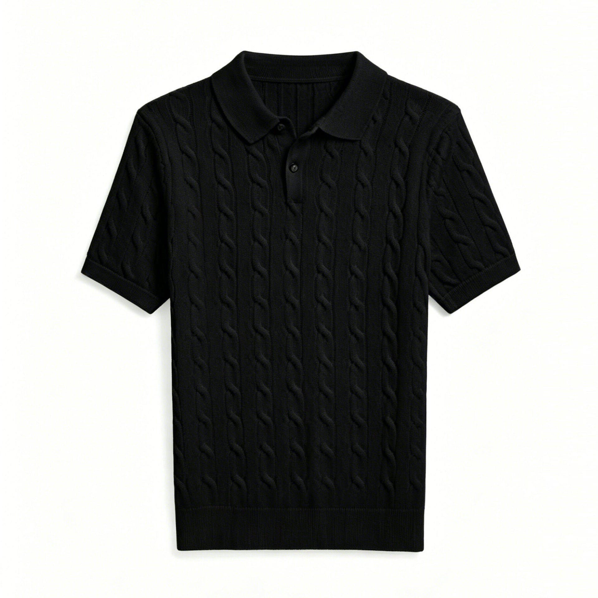 Chemise Polo en tricot de câble Hommes manches courtes T-shirt tricoté casual