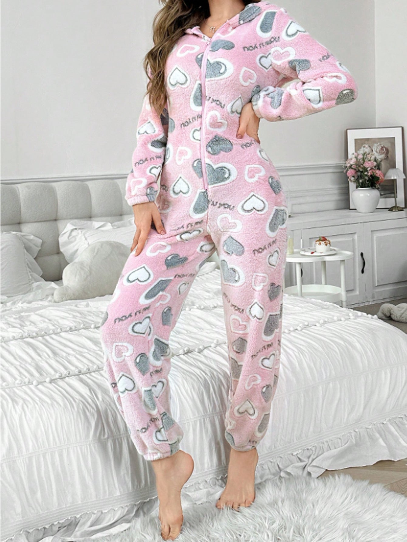 Pyjama en peluche Onesie avec body tendance pour la maison