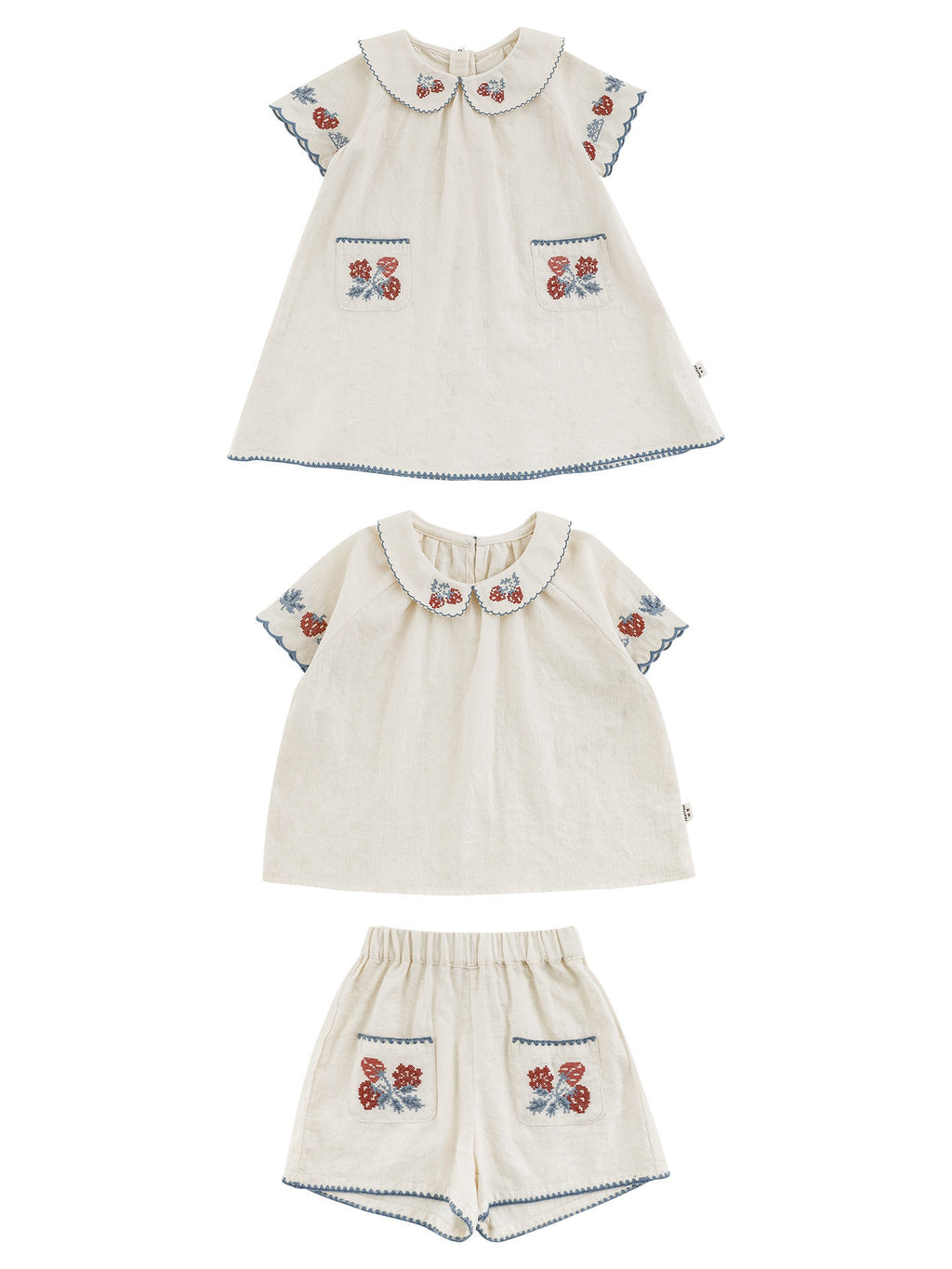 Ensemble de robes de poupée de fraise et de short pour filles