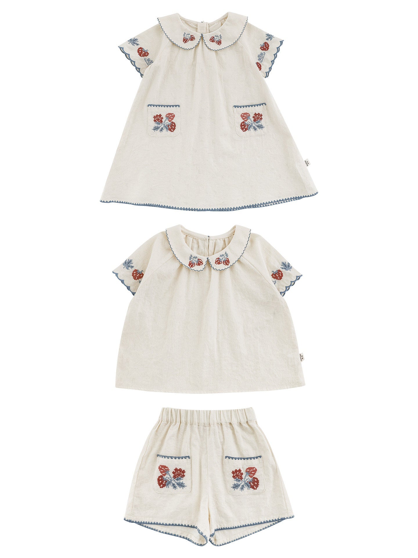 Ensemble de robes de poupée de fraise et de short pour filles