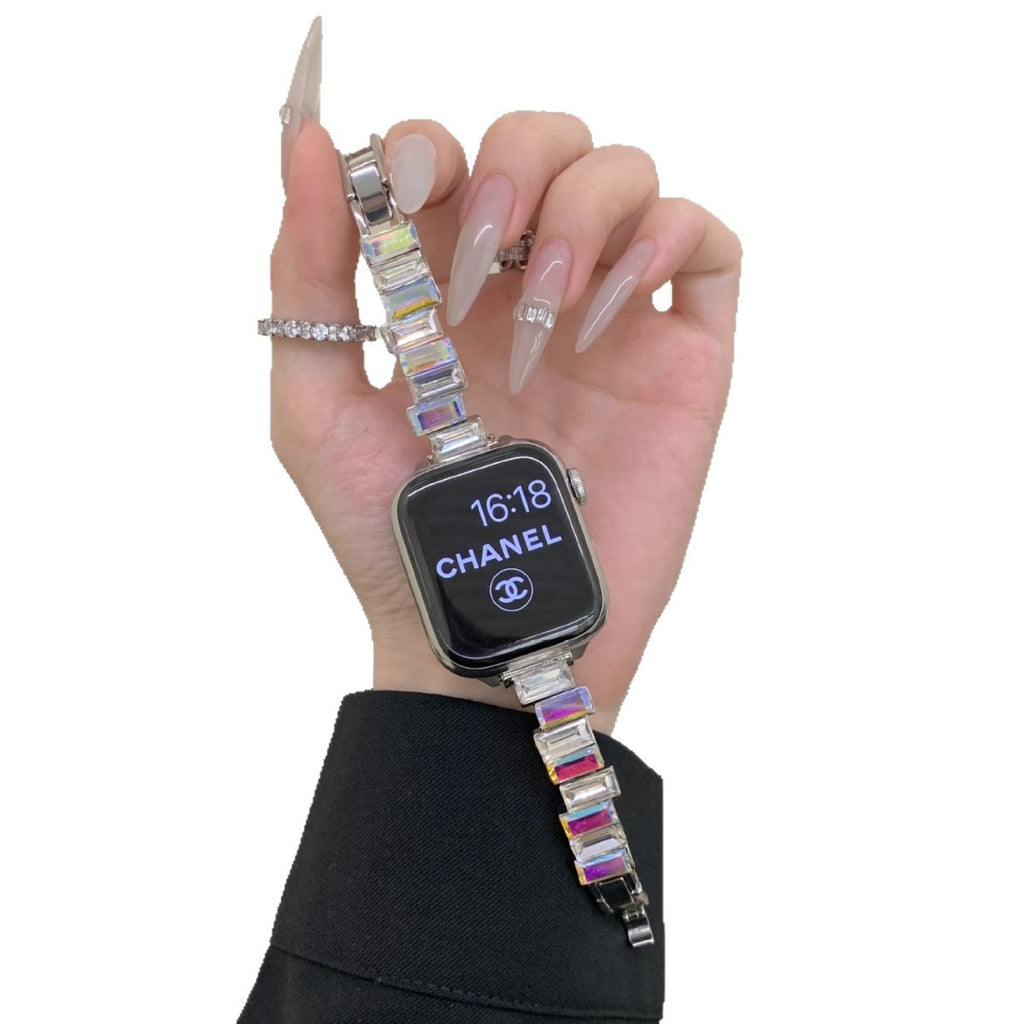 Bracelet de montre de couleur diamant taille carrée irrégulière pour les bandes de montres
