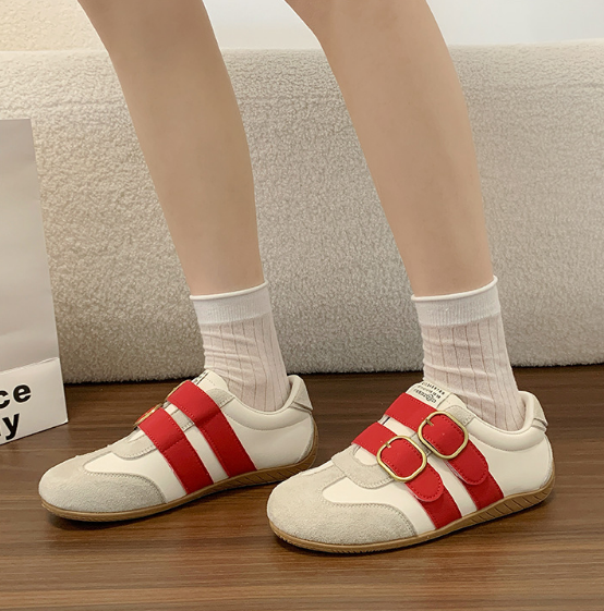 Femmes Rouge Allemand Trainer Chaussures Automne Arrivée Double boucle Strap Casual Sports Slip On