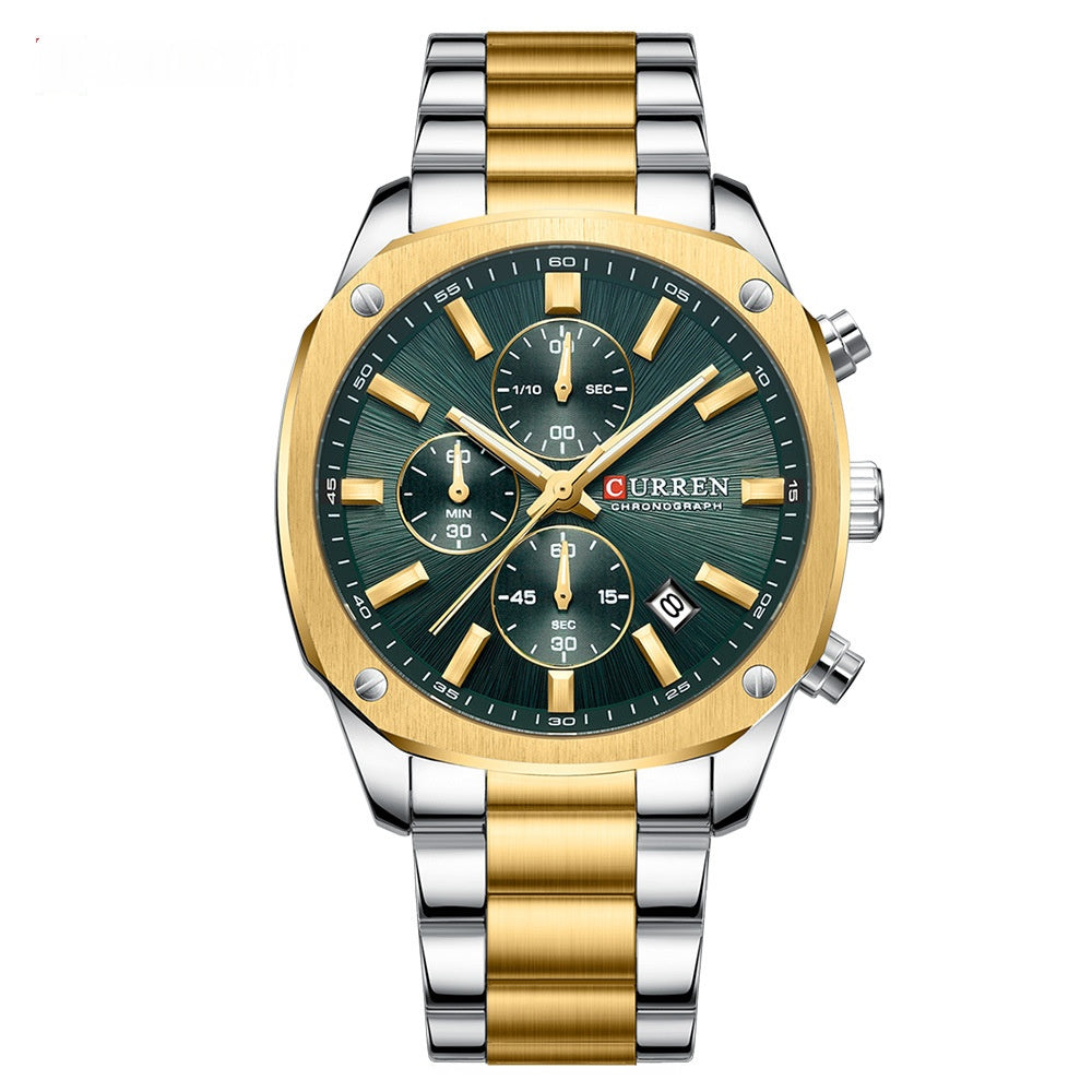Montre homme d'affaires étanche à six mains avec un calendrier