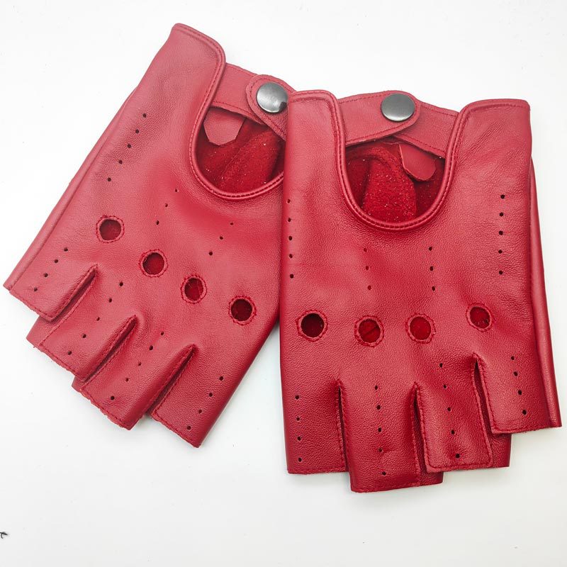 Gants à moitié doigts en peau de mouton d'hiver