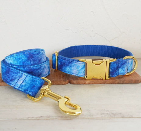 Bleu Agate collier de chien Pet Supplies Export Jeu de laisses Boucle d'or