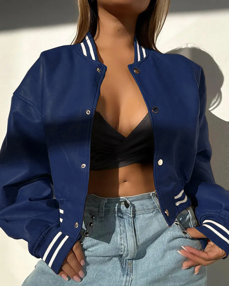 Magasin indépendant AliExpress Style manches longues mode moto PU veste en cuir petite