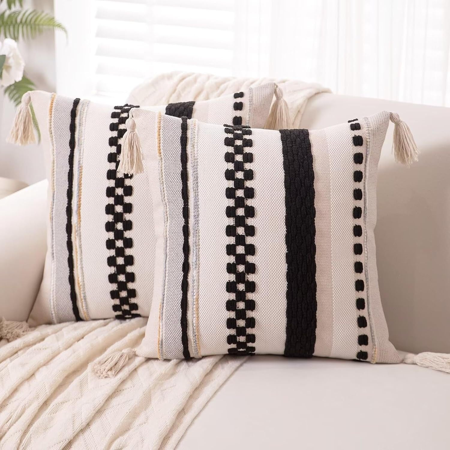 Jacquard Chenille Tassel Oreiller Simple Confortable Et Universally Compatible