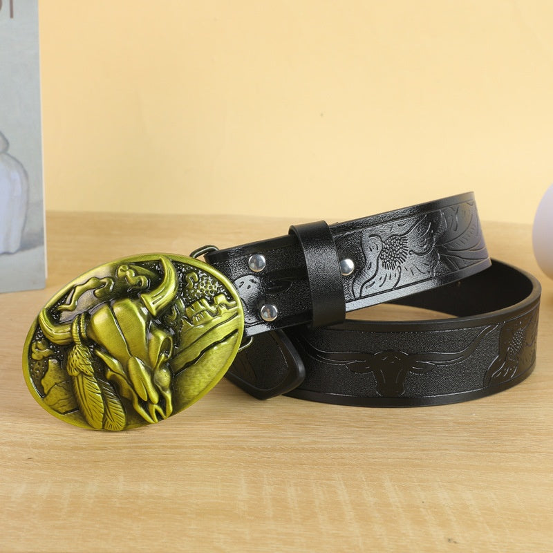 Ceinture de vache boucle tête hommes