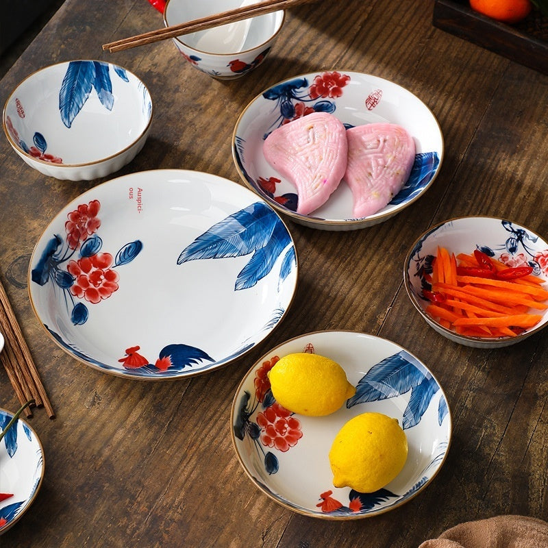 Bol à tête de poulet de porcelaine à haute température avec décoration peinte