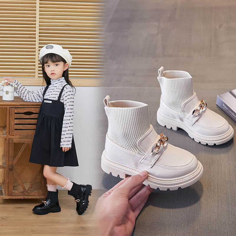 Bottes courtes élastiques tricotées pour enfants