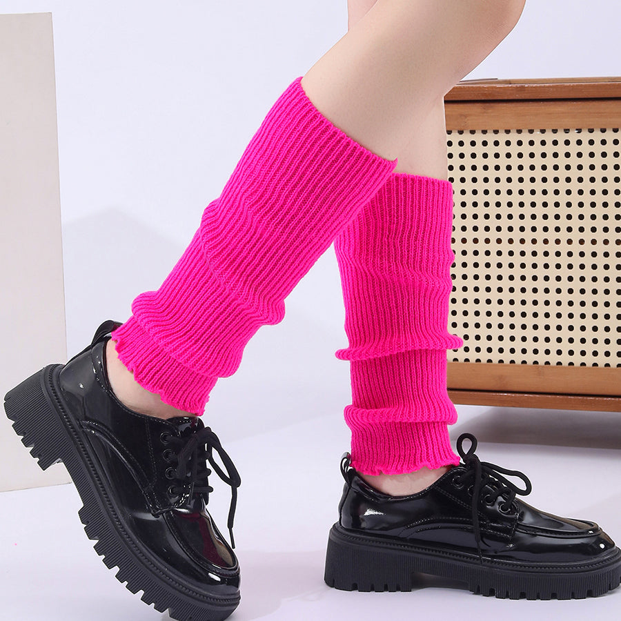 Hiver Mode Ribbed Knitted Vente Harajuku Neon Chaussettes longues Hiver Botte Gaiters Clubwear W