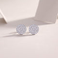 S925 Boucles d'oreilles rondes en argent sterling Halo Sterling
