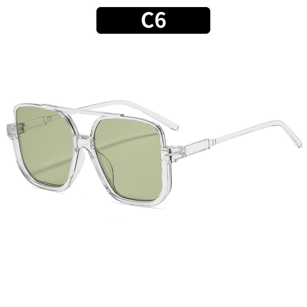 Y2K Chic Personnalité Double pont Lunettes de soleil semi-imprimées