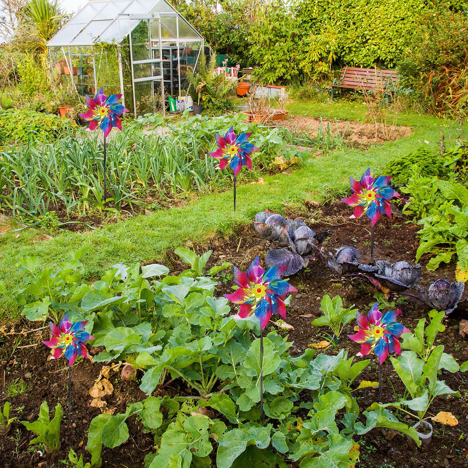 Décorations de soirée et accessoires — Ensemble de moulins à vent pour l'écurie des oiseaux — 6 moulins à vent pour le jardin