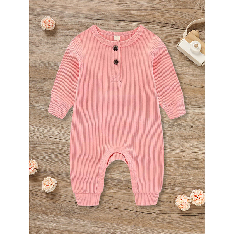 3-Pack Nouveau-nés Bébés Garçons & Filles Longue Manches Ribbed Romper Soft Button Front Jump