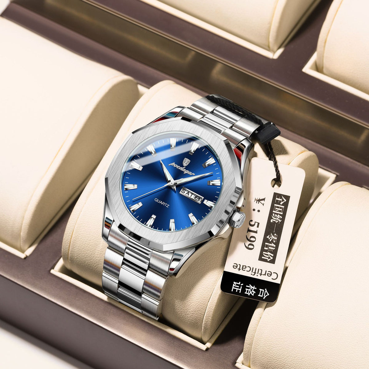 Montre Quartz en acier pour hommes