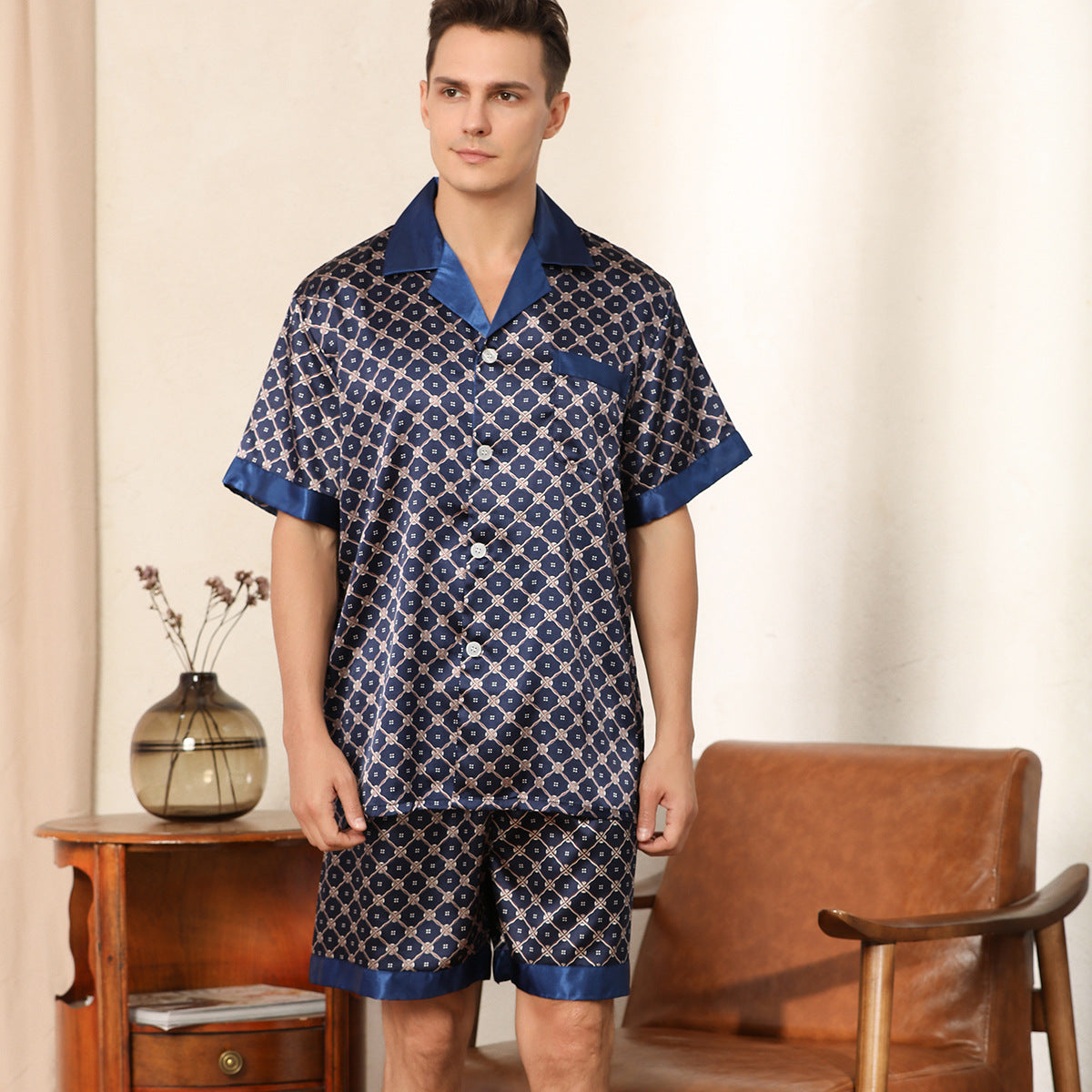 Pyjamas à manches courtes imprimé d'été pour hommes