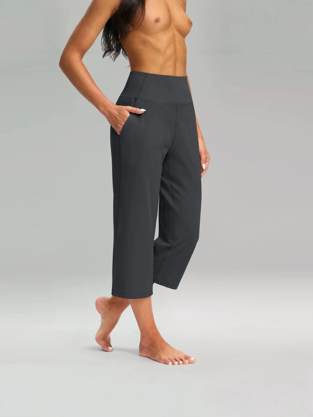 La mode européenne et américaine des femmes Couleur solide Pantalon à large leg avec poches