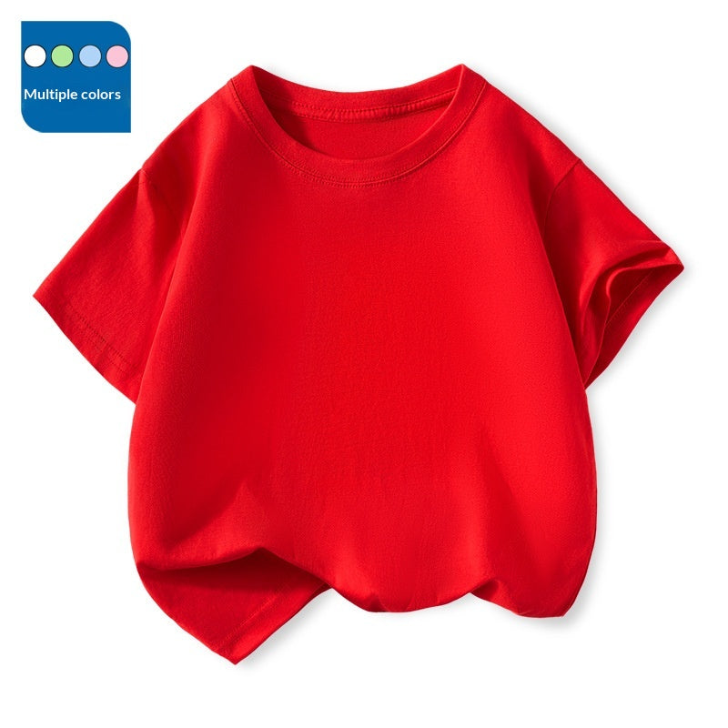 T-Shirt à manches courtes pour enfants Col d'équipage Top polyvalent