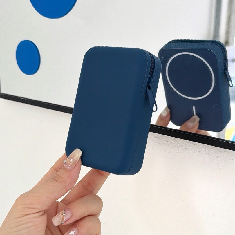 Pièce magnétique en silicone et support de carte avec poche de stockage de support