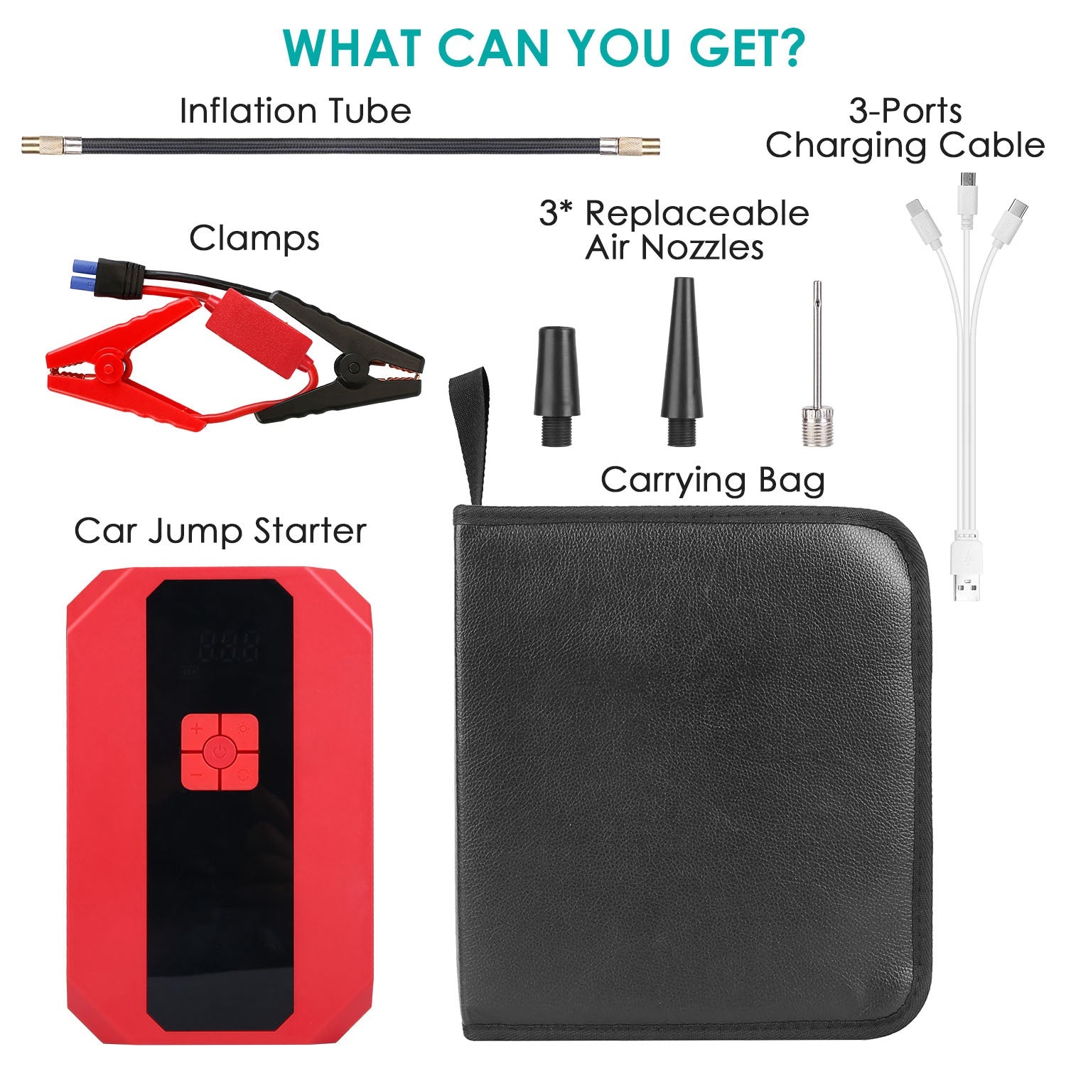 Compresseur d'air de démarrage de voiture portable 1Pc 1500A 400PSI Chargeur de batterie de voiture Jump Starter