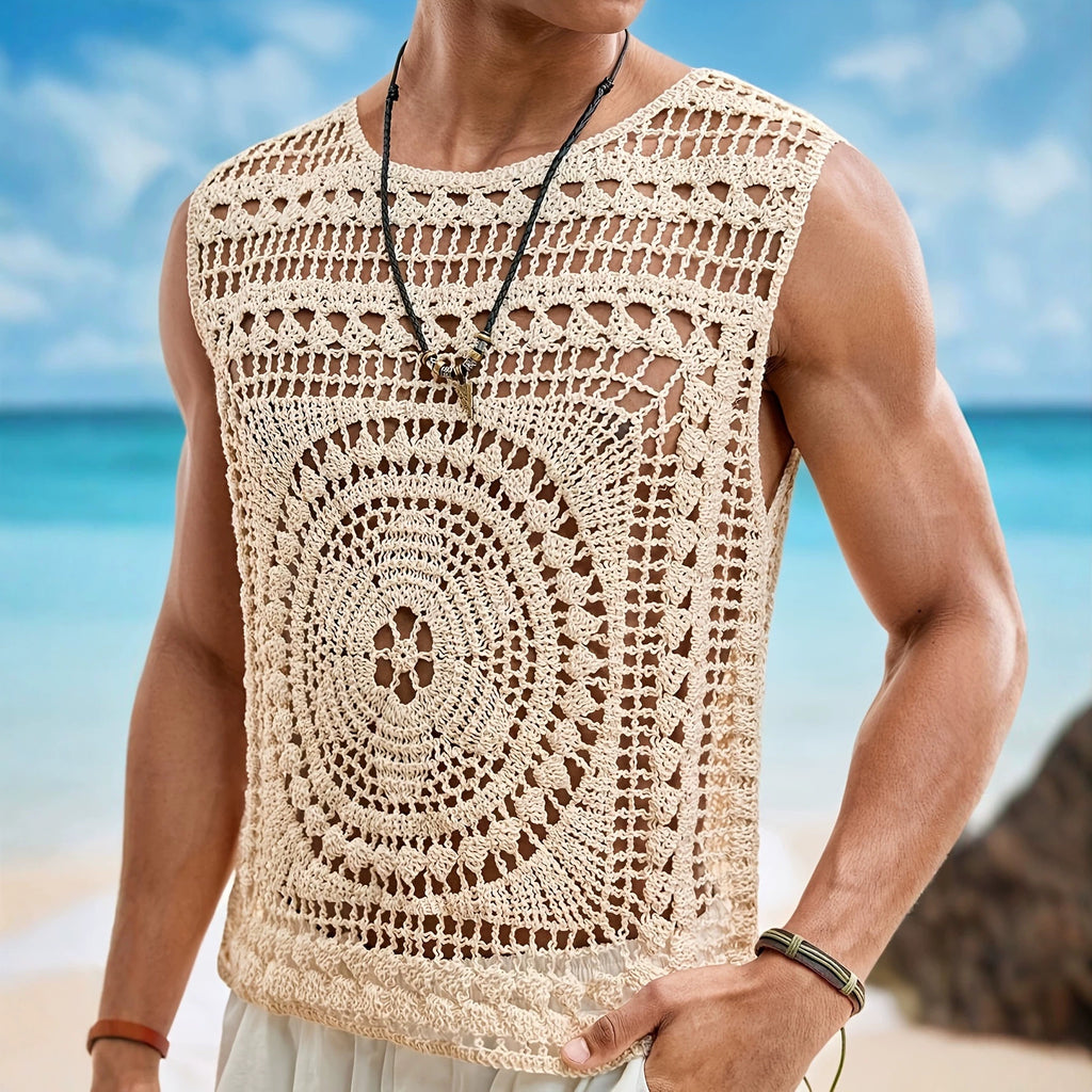 Hommes Casual élégant Solide-cou rond Col creux