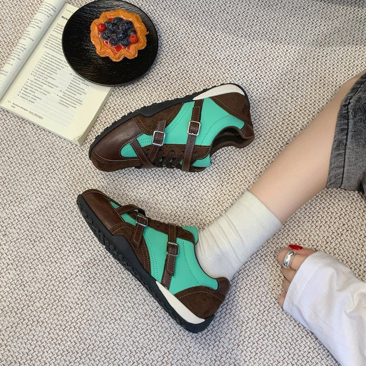 Retro Sweet Cool Color Bloqué épais Soled Board Chaussures pour femmes
