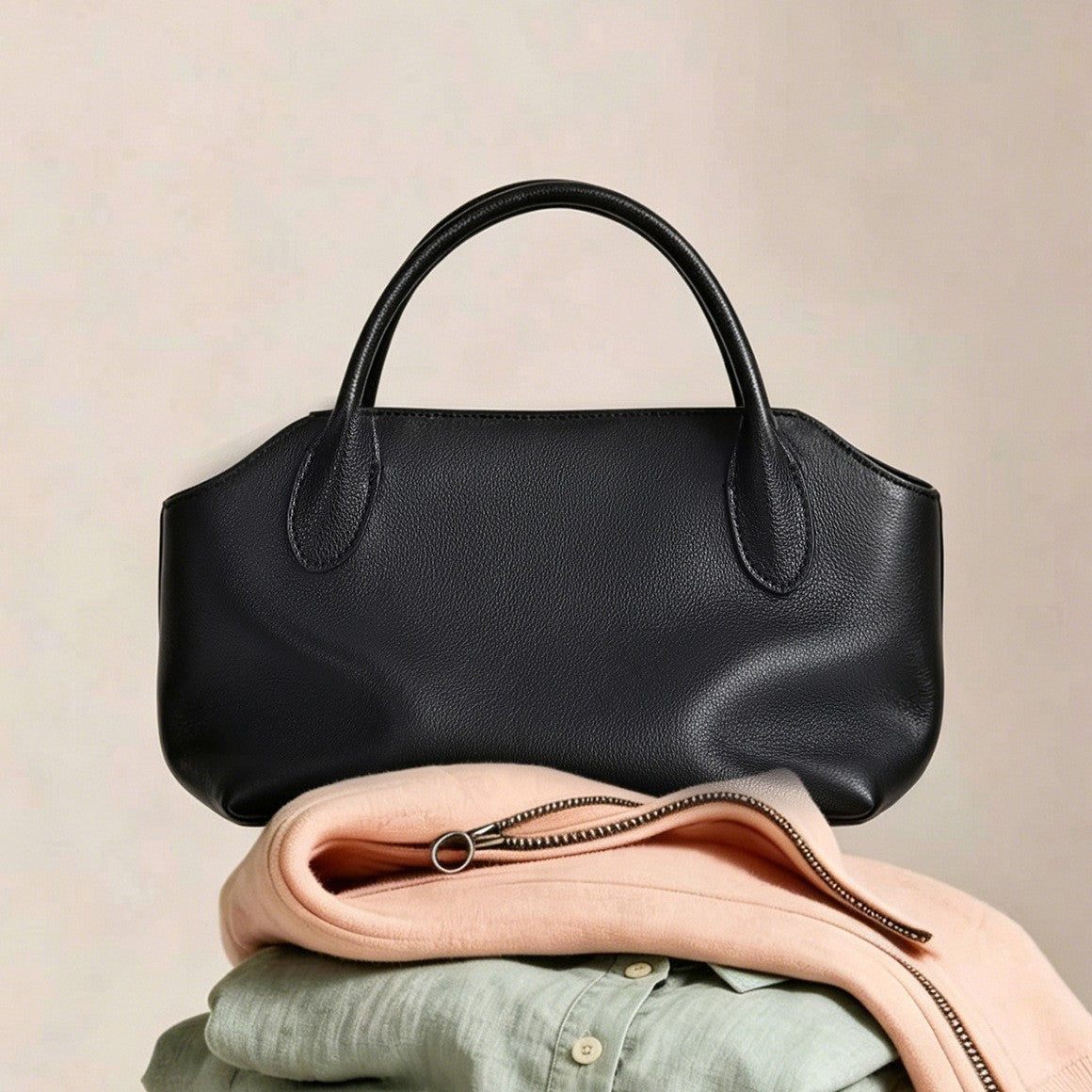 Sac à main en cuir véritable de luxe léger d'été avec une poignée courte fabriquée à partir de la vache à grains supérieurs