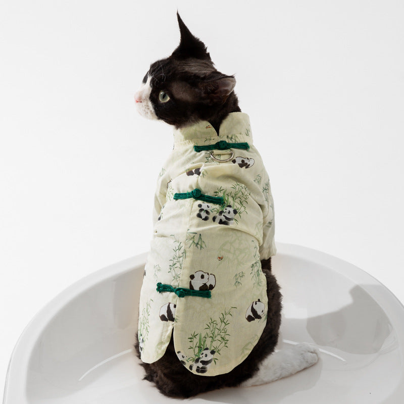 Robe d'été de chat de Sphynx avec boucle pour les pandas de laisse en bambou
