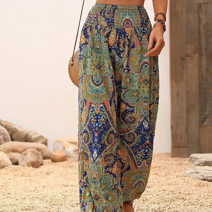 Pantalons à bande de cheville imprimée Comfort Casual