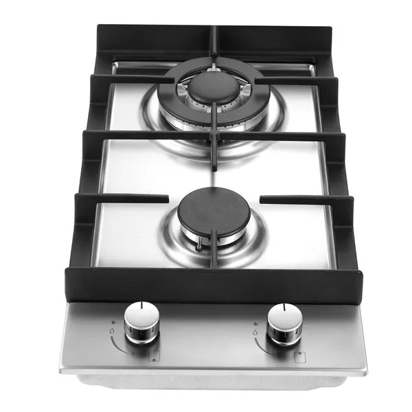 2-Burners Cuisinière à gaz 12 en acier inoxydable Eascookchef NG/LPG convertible