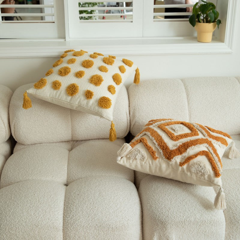 Oreiller de style bohème pour le canapé salon avec des tassels