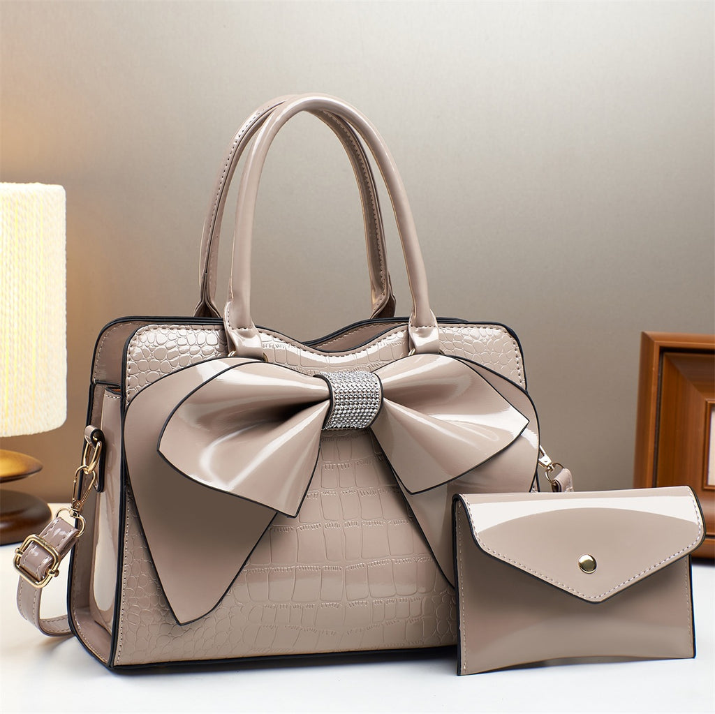 Sac à seau en cuir verni en cuir brillant à l'impression de crocodile