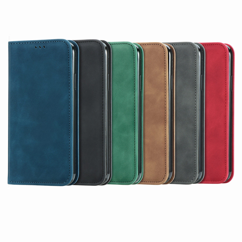 Skin Feeling Solid Color Business Magnetic Protection Cover