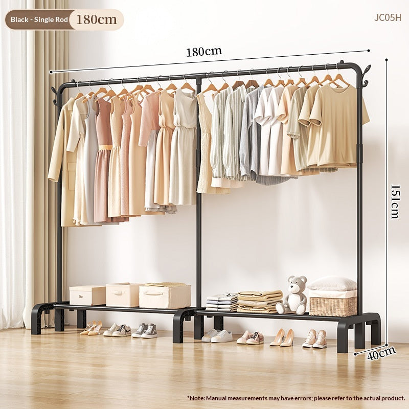 180 Noir - Single Pole Double Row-upgraded et allongéFloor Standing Clothes Hanger