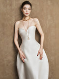 Strapless Sweetheart Structured Midi Gown