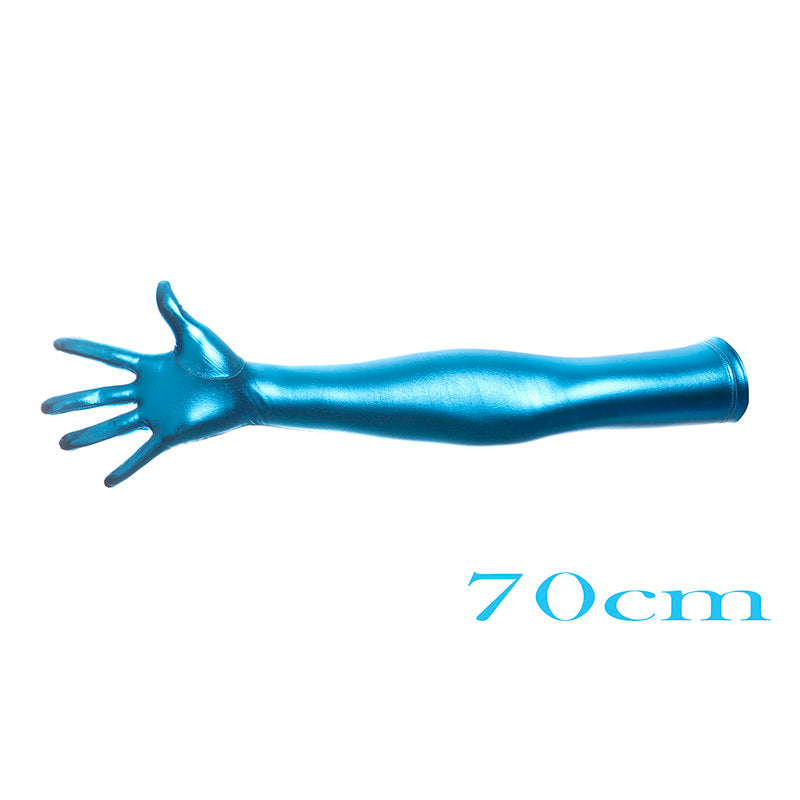 Gants d'estampage et de déguisement de long en or brillant