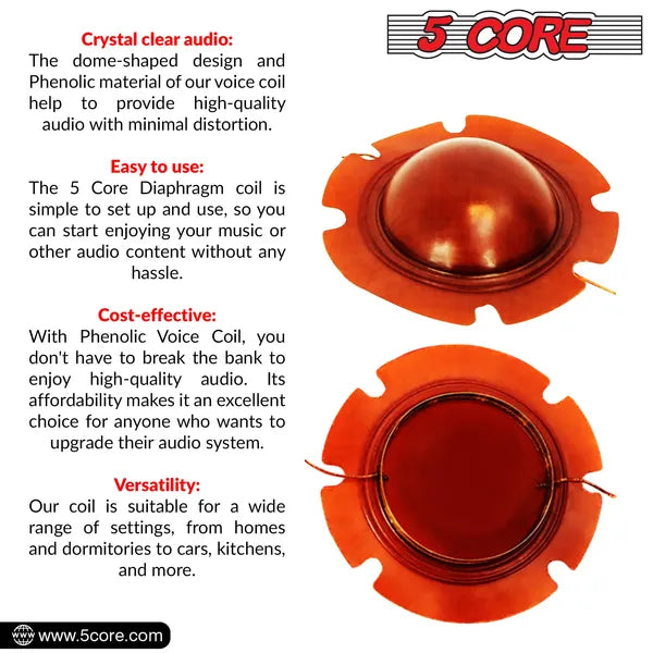 5 Core Remplacement Diaphragme 50Pc Titanium Universal 2" Phénolique Compression Driver Horn V