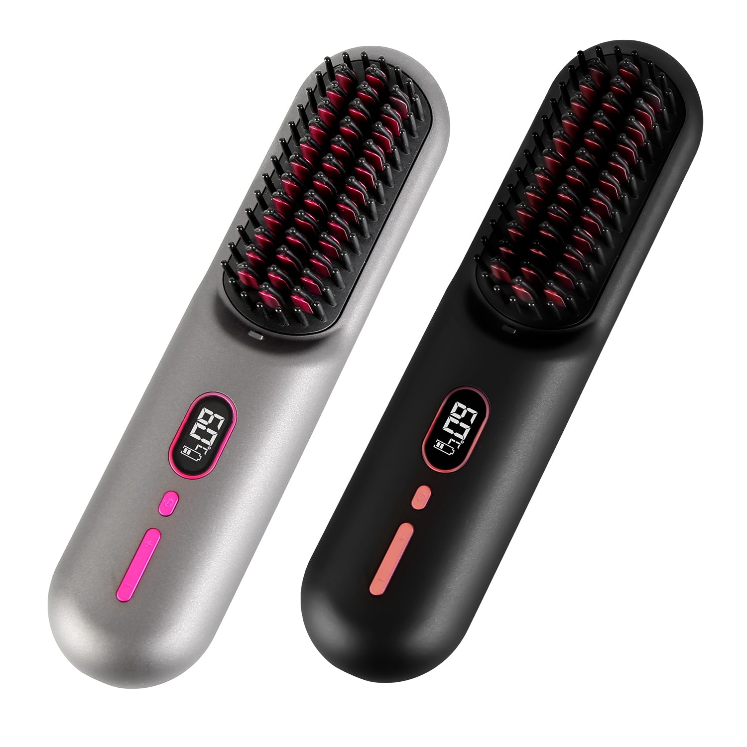 Options Gris-Noir -- 1Pc sans fil Négatif brosse de lisseur de cheveux Ion rechargeable Mini