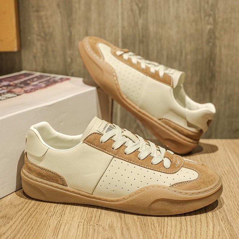 Pointage Contraste couleur véritable cuir plate plate plate-forme chaussures de conseil casual