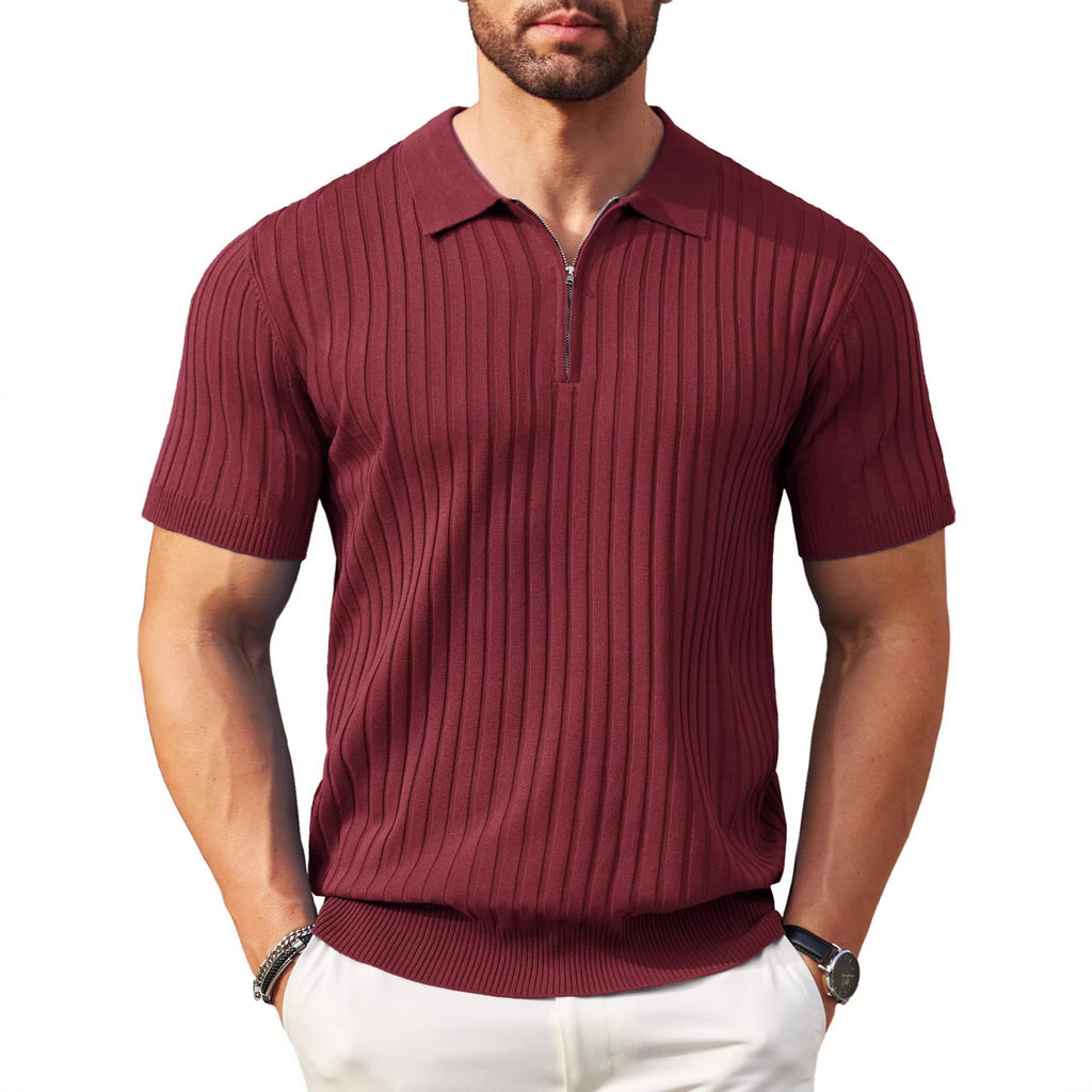 Hommes Zip-Up manches courtes Polo T-Shirt T-Shirt mode de golf casual