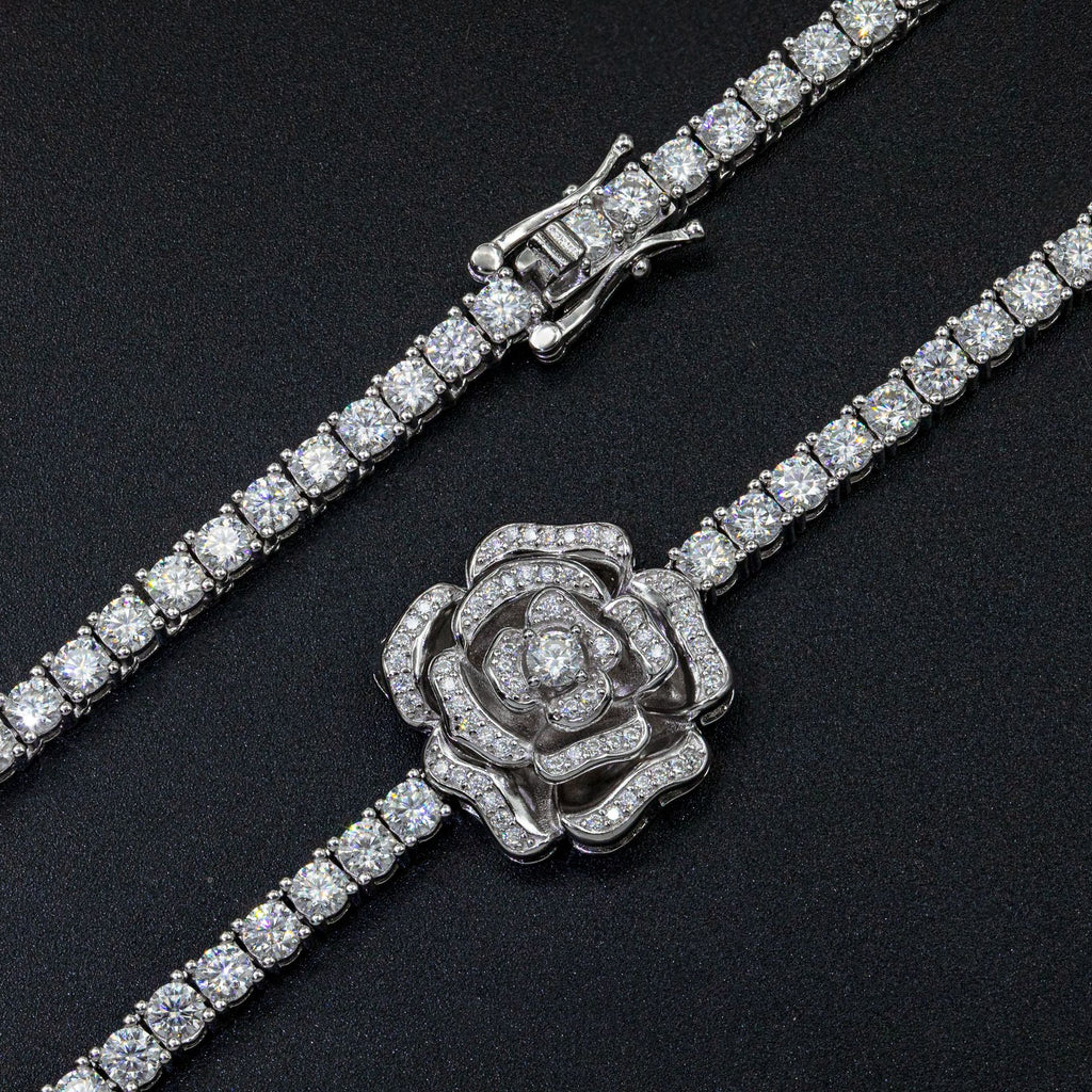 925 Argent Set Moissani Hip-hop Collier Rose Personnalisé