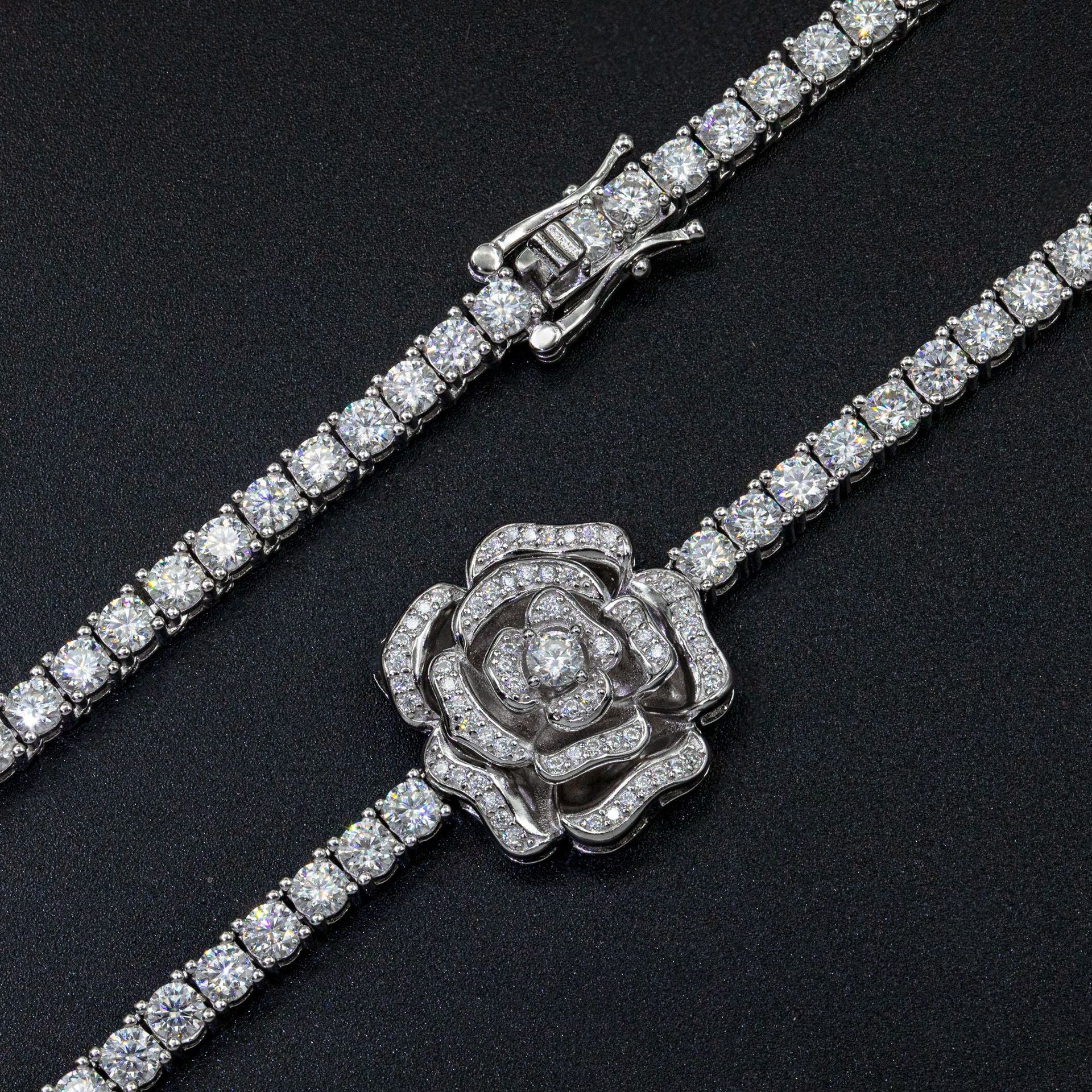925 Argent Set Moissani Hip-hop Collier Rose Personnalisé
