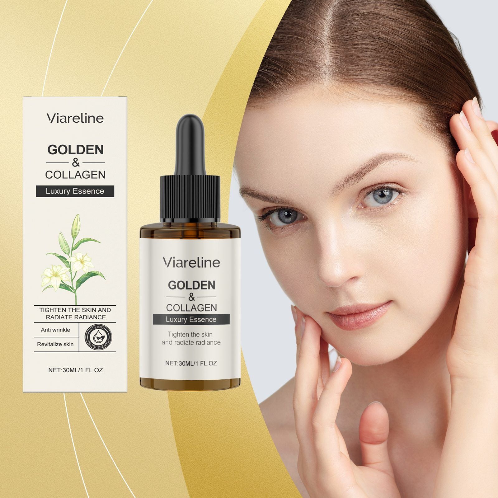 Sérum d'humidité du visage de collagène doré VIARELINE