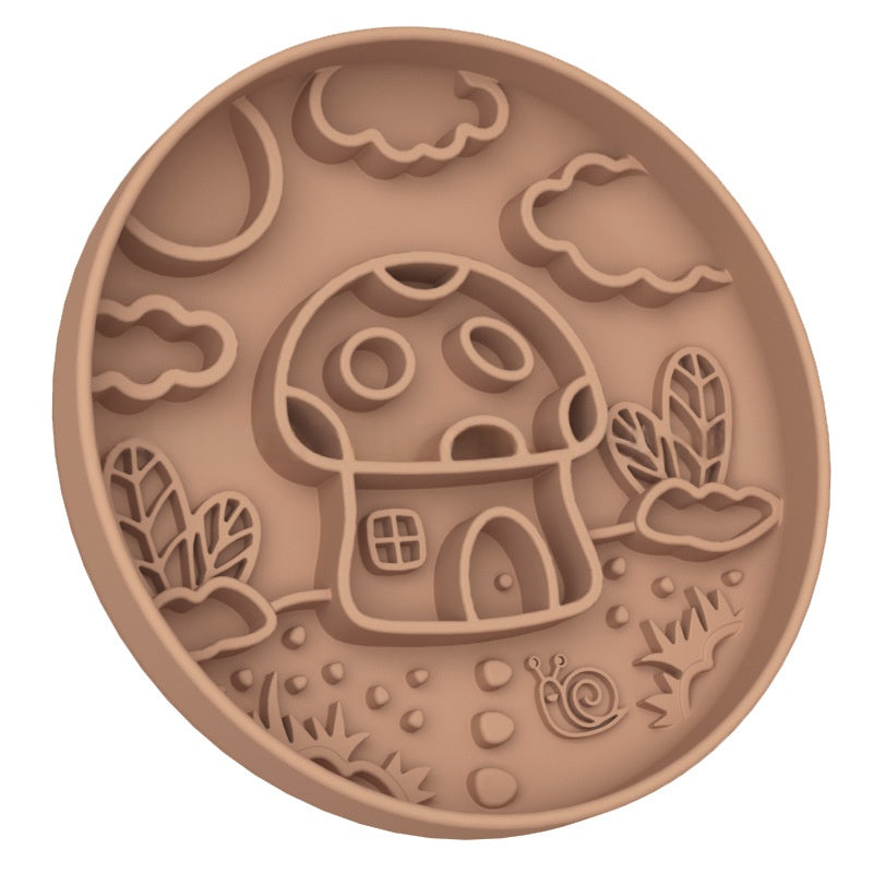 Silicone Mushroom House Pet Slow Feeder Bowl