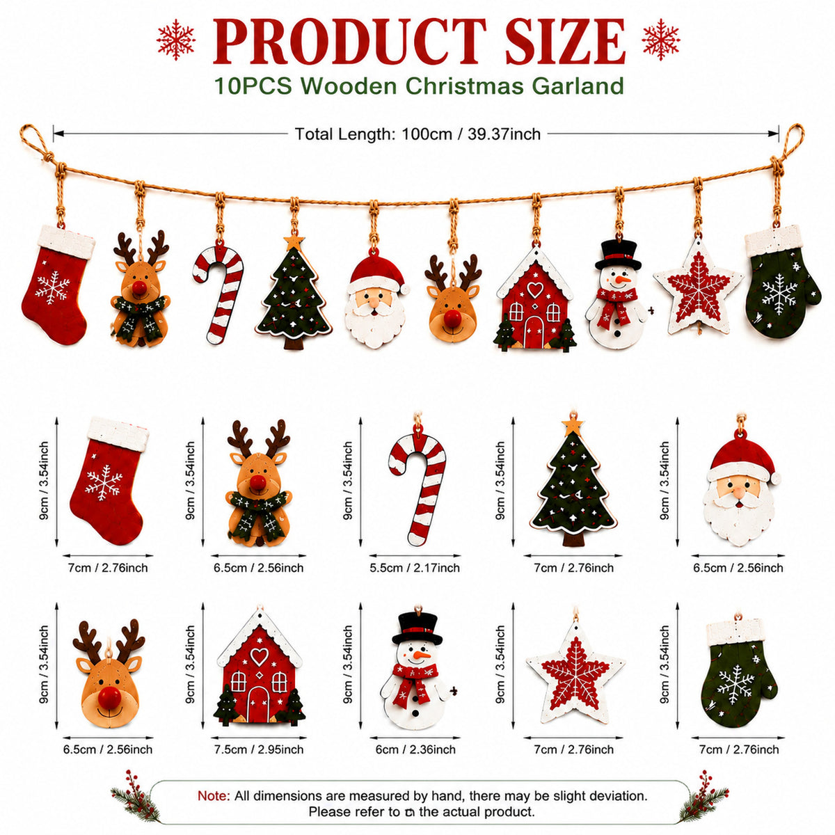Bannière pendentif en bois décoratif de Noël
