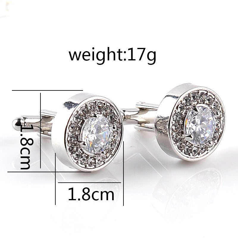 Fashion Français Rond Violet et Blanc Strass Cufflinks