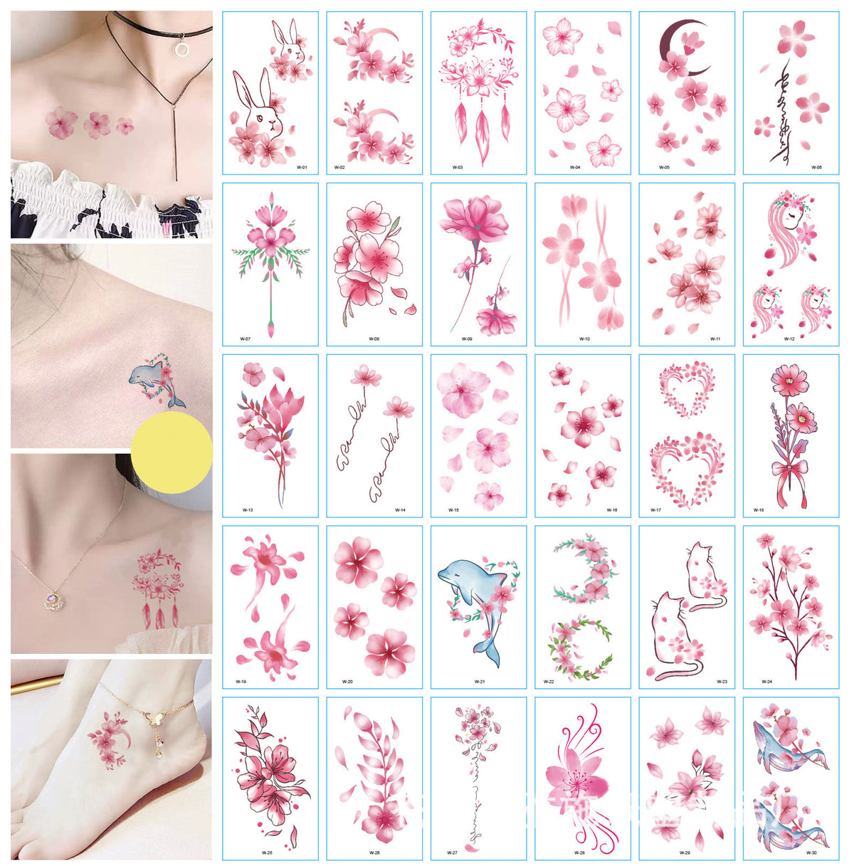 Un ensemble de 30 autocollants de tatouage